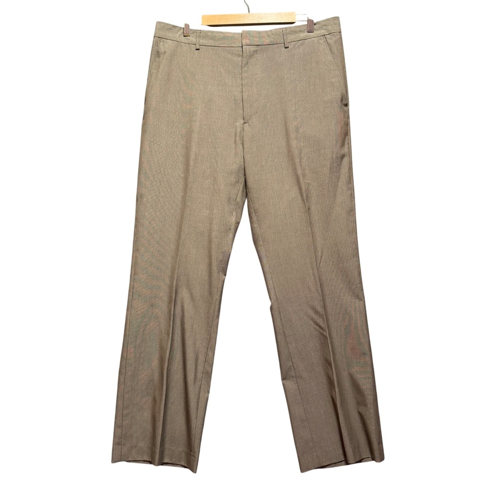 Banana Republic Dress Pants 36x32 Mens Taupe Brown Micro Check Straight Slacks‎